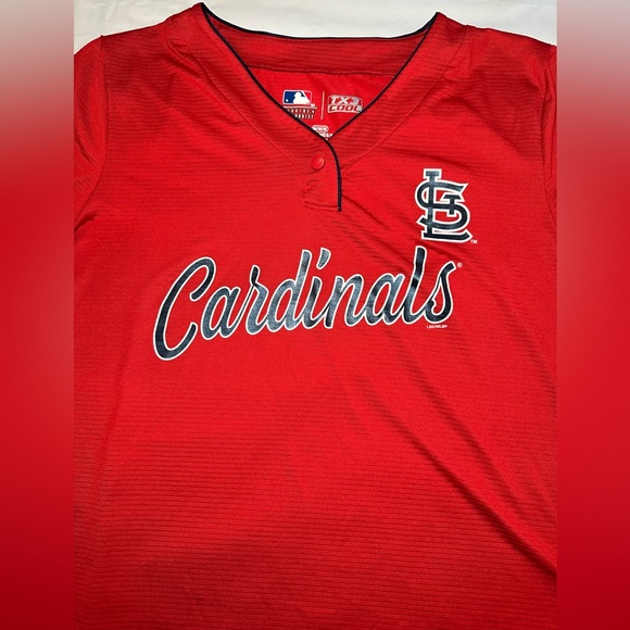 St Louis Cardinals MLB Womens TX3 Cool Diva V Neck Jersey Red Size Medium - Picture 2 of 4